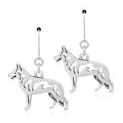 White Shepherd Earrings Body Design in Sterling Silver in Leverback.