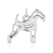 Wire Fox Terrier Pendant in Sterling Silver Back Side View.