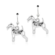 Wire Fox Terrier Earrings with Fox in Body in Sterling Silver in French Hook.