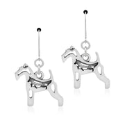 Wire Fox Terrier Earrings with Fox in Body in Sterling Silver in Leverback.