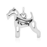 Wire Fox Terrier Pendant with Fox in Body in Sterling Silver.