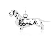 Wirehaired Dachshund Pendant Body Design with Badger in Sterling Silver.