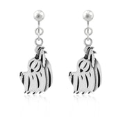 Yorkshire Terrier Earrings Head with Puppy Cut in Sterling Silver in Clip-On.