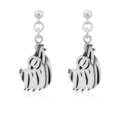 Yorkshire Terrier Earrings Head Design with Puppy Cut in Sterling Silver in Dangle Post.