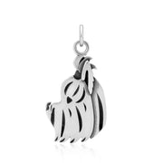 Yorkshire Terrier Pendant Head Design with Puppy Cut in Sterling Silver.