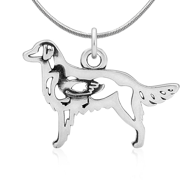 Flat-Coated Retriever Necklace Jewelry in Sterling Silver