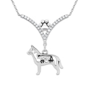 Australian Cattle Dog Necklace Body Design with Cow in Cubic Zirconia and Sterling Silver.