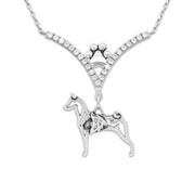 Basenji Necklace Body Design with Lion in Cubic Zirconia and Sterling Silver.