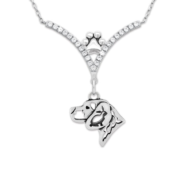 Beagle CZ Necklace, Head