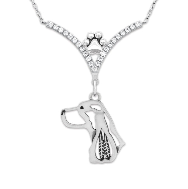 VIP English Springer Spaniel CZ Necklace, Head