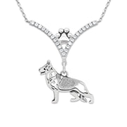 VIP German Shepherd Dog CZ Necklace, Body