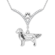 VIP Golden Retriever w/Pheasant CZ Necklace, Body