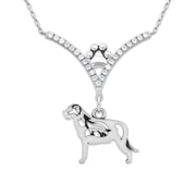 VIP Irish Wolfhound CZ Necklace, w/Wolf Body