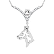 VIP Miniature Pinscher CZ Necklace, Head