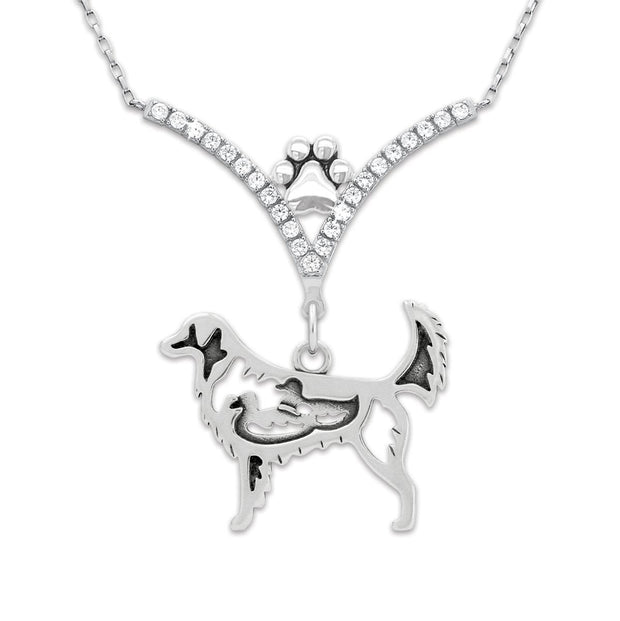 VIP Nova Scotia Duck Tolling Retriever w/Ducks CZ Necklace, Body