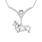 VIP Pembroke Corgi CZ Necklace, Body