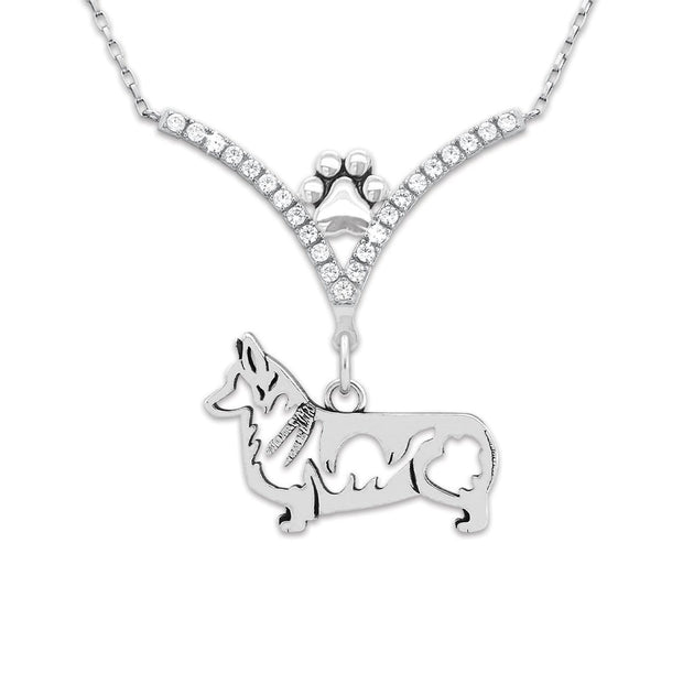 VIP Pembroke Corgi CZ Necklace, Body