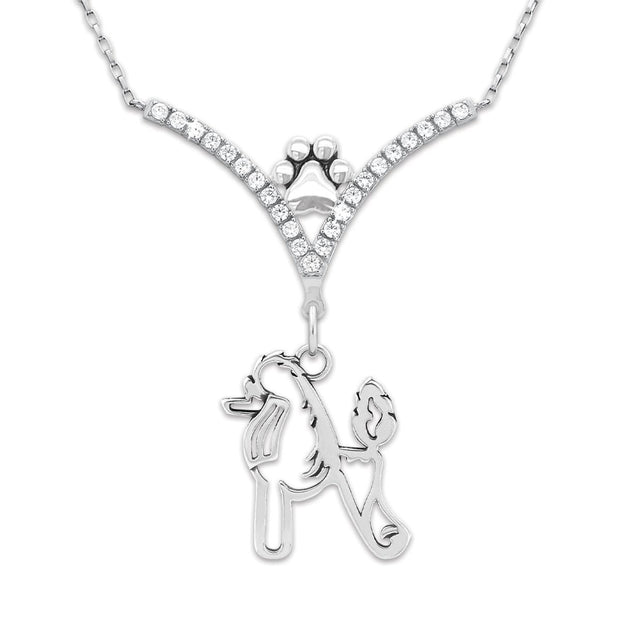 VIP Poodle CZ Necklace, Scandinavian Cut Body