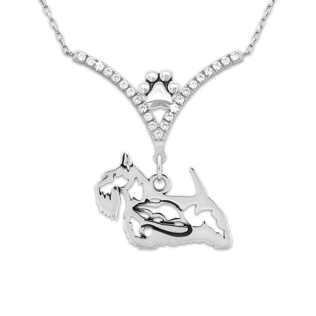 VIP Scottish Terrier CZ Necklace, w/Rat Body