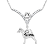 VIP Smooth Fox Terrier CZ Necklace, w/Fox Body