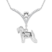 VIP Soft Coated Wheaten Terrier CZ Necklace, w/Cow Body