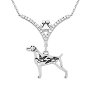 VIP Weimaraner CZ Necklace, w/Ducks Body