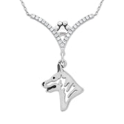 VIP White Shepherd CZ Necklace, Head