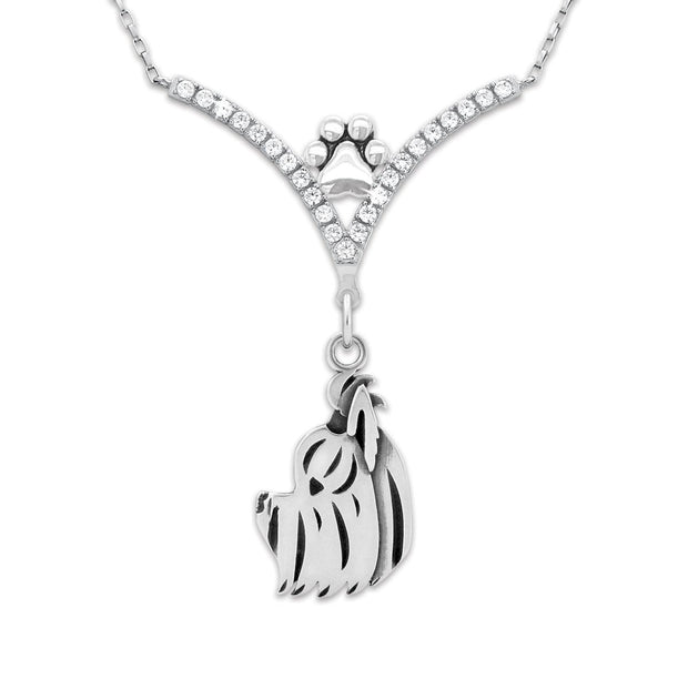 VIP Yorkshire Terrier CZ Necklace, Puppy Cut Head