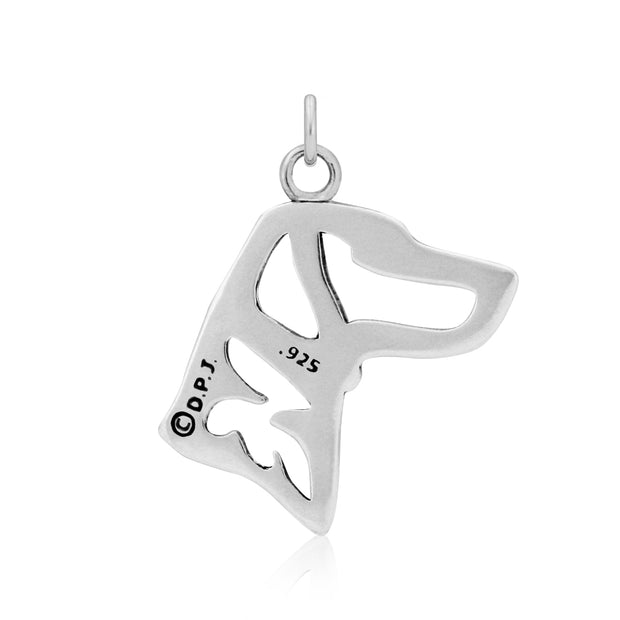 Vizsla Pendant Head Design in Sterling Silver Back Side View.