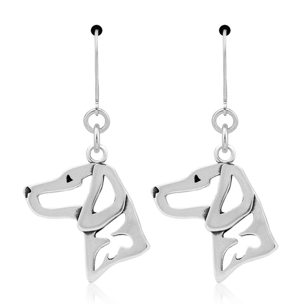 Vizsla Earrings Head Design in Sterling Silver in Leverback.