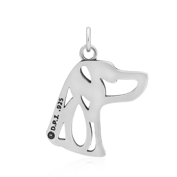 Weimaraner Pendant Head Design in Sterling Silver Back Side View.