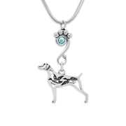 Crystal Weimaraner Necklace, w/Ducks Body