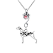 Crystal Weimaraner Necklace, w/Ducks Body