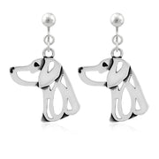 Weimaraner Clip-On Earrings Head Design in Sterling Silver.