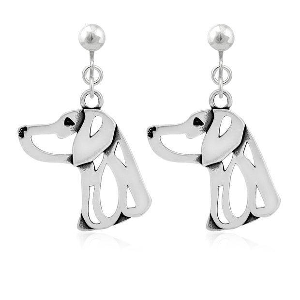 Weimaraner Clip-On Earrings Head Design in Sterling Silver.