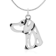 Weimaraner Necklace Head Design in Sterling Silver on Box Chain.