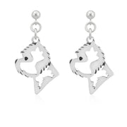 West Highland Terrier Earrings Head Design in Sterling Silver in Dangle Post.