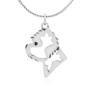 West Highland Terrier Necklace Head Design in Sterling Silver on Box Chain.