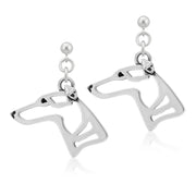 Whippet Earrings Head Design in Sterling Silver in Dangle Post.