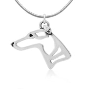 Whippet Necklace Head Design in Sterling Silver on Snake Chain.