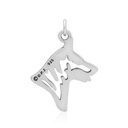 White Shepherd Pendant Head Design in Sterling Silver Back Side View.