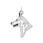 White Shepherd Pendant Head Design in Sterling Silver.