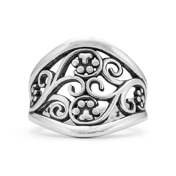 Paw Print Statement Ring, Sterling Silver Journey Paws Ring