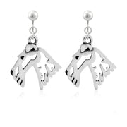 Wire Fox Terrier Clip-On Earrings Head Design in Sterling Silver.