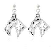 Wire Fox Terrier Earrings Head Design in Sterling Silver in Dangle Post.