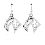 Wire Fox Terrier Earrings Head Design in Sterling Silver in French Hook.