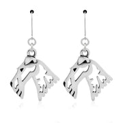 Wire Fox Terrier Earrings Head Design in Sterling Silver in Leverback.