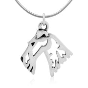 Wire Fox Terrier Necklace Head Design in Sterling Silver on Snake Chain.