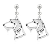 Wirehaired Dachshund Clip-On Earrings Head Design in Sterling Silver.