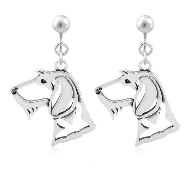 Sterling Silver Dachshund Earrings, Wirehaired